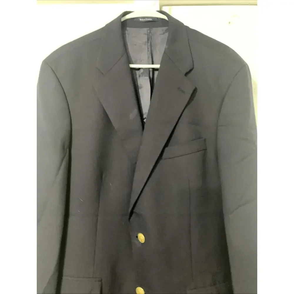 Lauren Ralph Lauren Blazer Size Large 42T Blue Wool Union Made In Canada Vintage